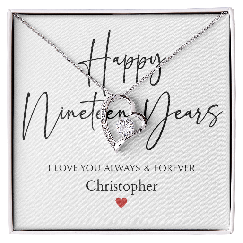 Personalized Happy Nineteen Year Anniversary-Forever Love Necklace