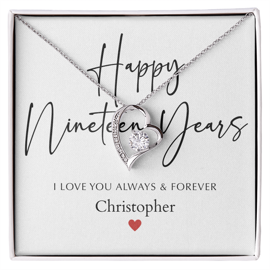 Personalized Happy Nineteen Year Anniversary-Forever Love Necklace