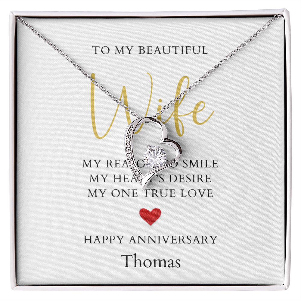 Personalized Anniversary-To My Beautiful Wife- Forever Love Necklace