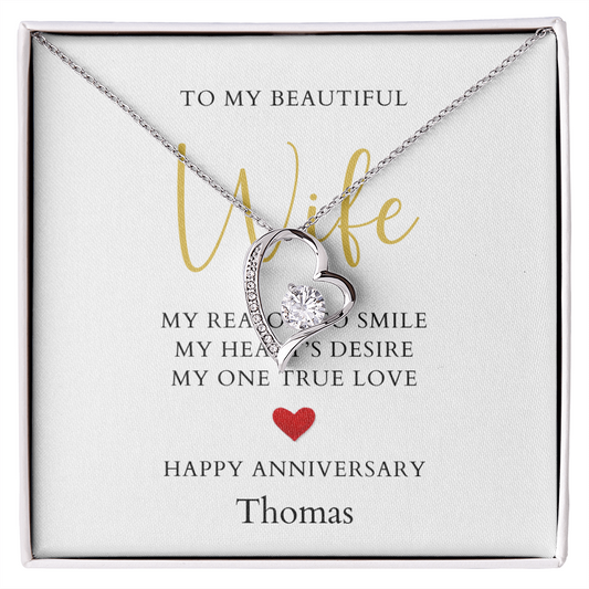 Personalized Anniversary-To My Beautiful Wife- Forever Love Necklace