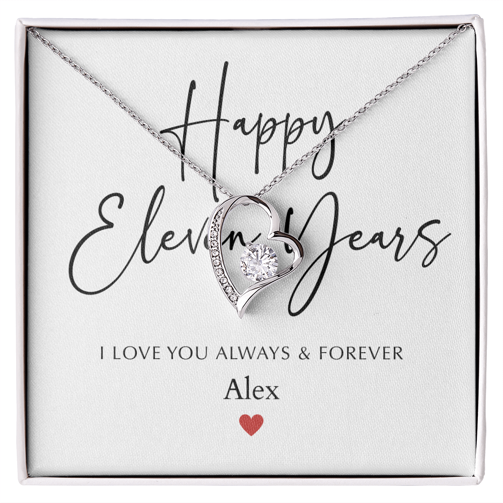 Personalized Happy Eleven Year Anniversary-Forever Love Necklace