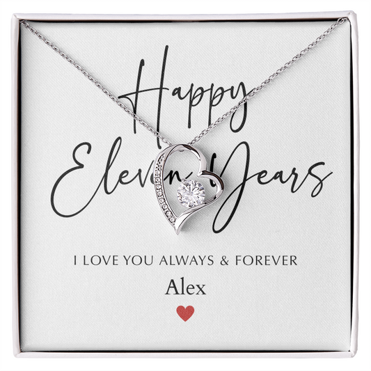 Personalized Happy Eleven Year Anniversary-Forever Love Necklace