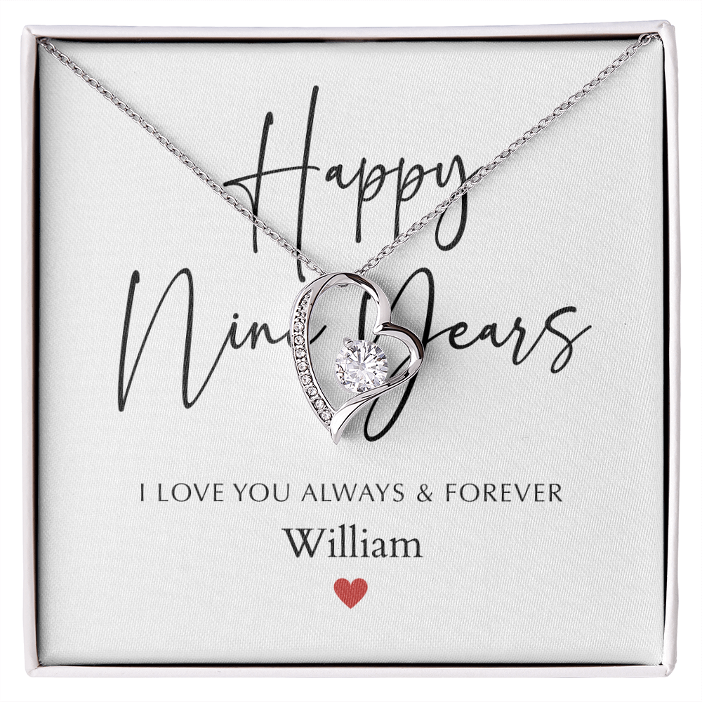 Personalized Happy Nine Year Anniversary-Forever Love Necklace