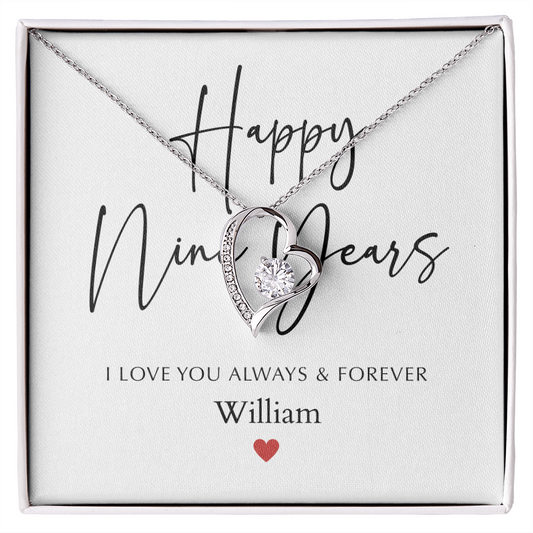 Personalized Happy Nine Year Anniversary-Forever Love Necklace
