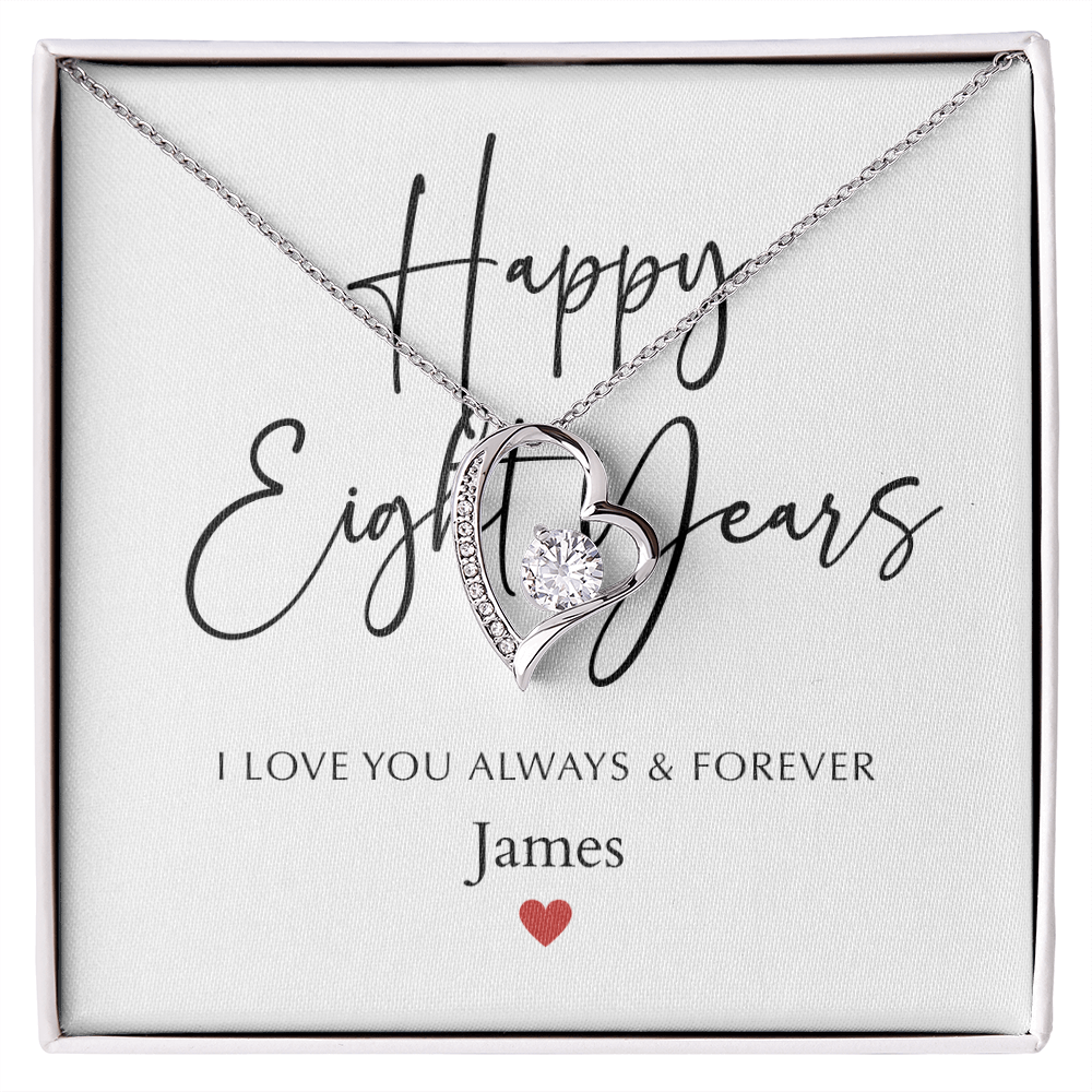 Personalized Happy Eight Year Anniversary-Forever Love Necklace