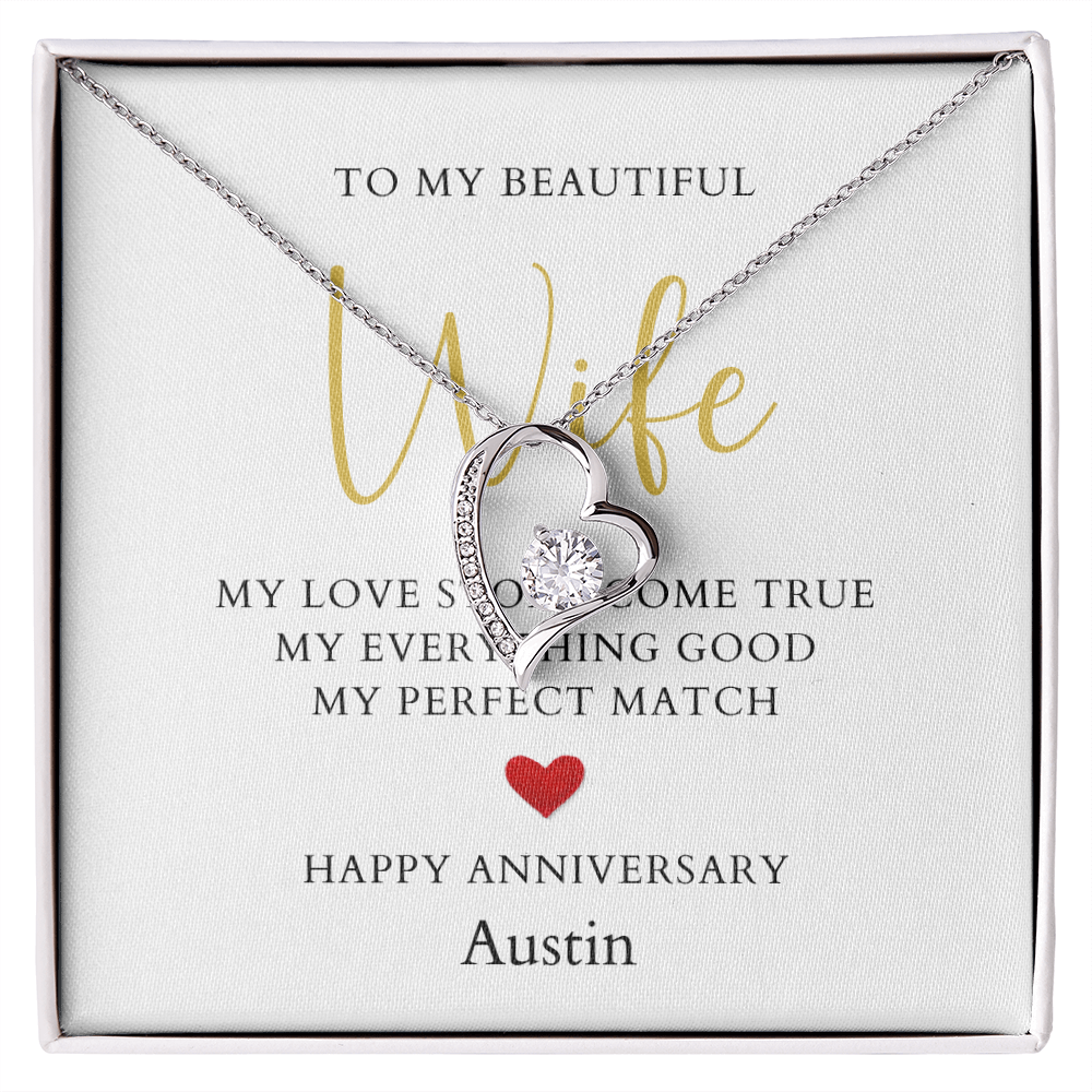 Personalized Anniversary-To My Beautiful Wife- Forever Love Necklace