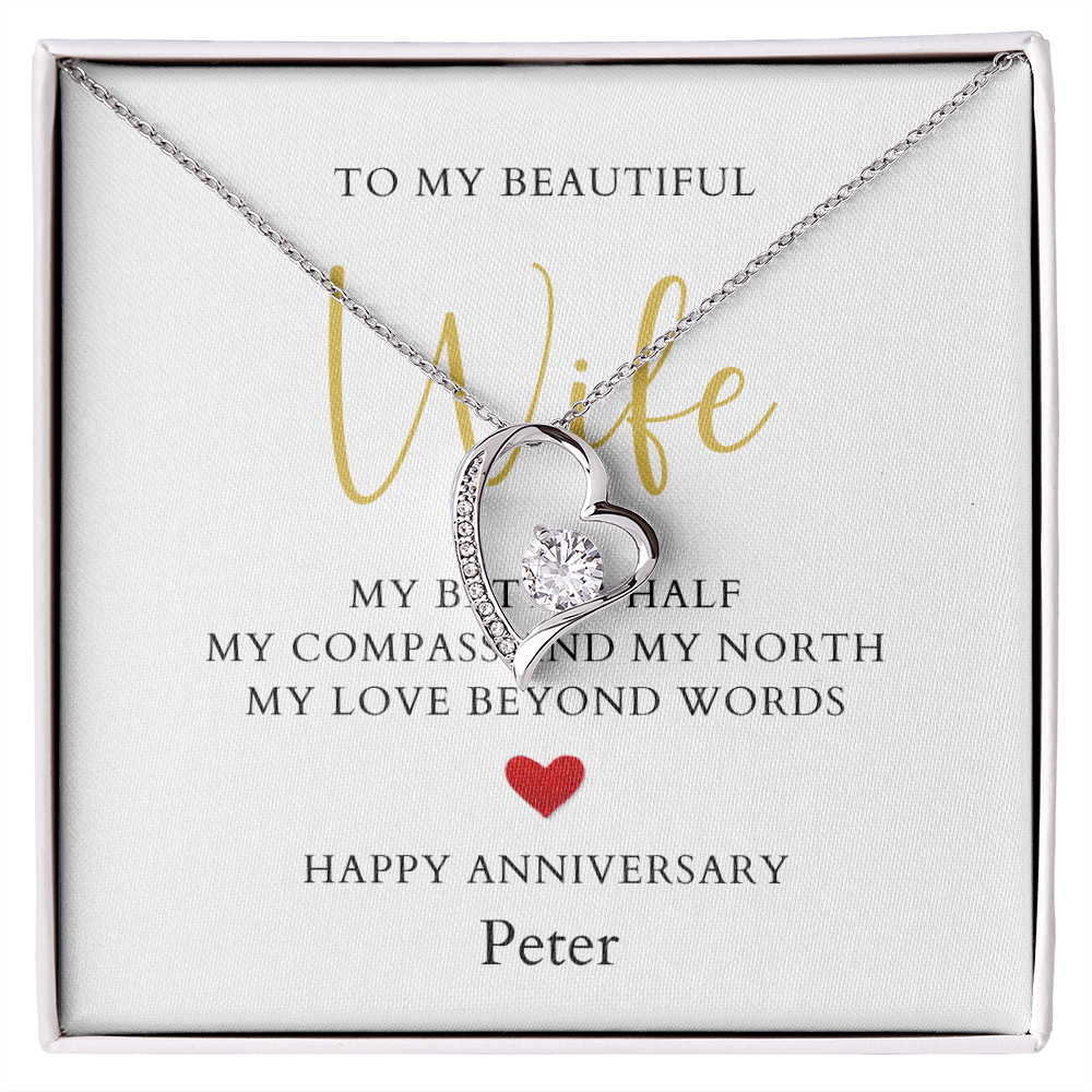 Personalized Anniversary-To My Beautiful Wife- Forever Love Necklace