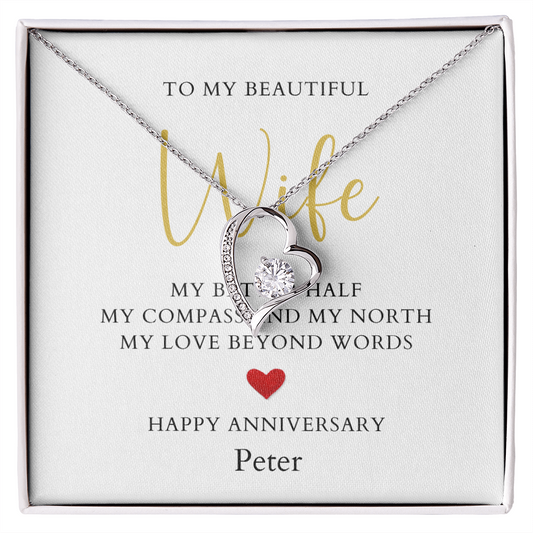 Personalized Anniversary-To My Beautiful Wife- Forever Love Necklace