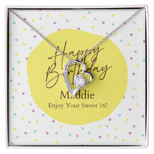 Personalized Happy Birthday- Polka Dots- Forever Love Necklace