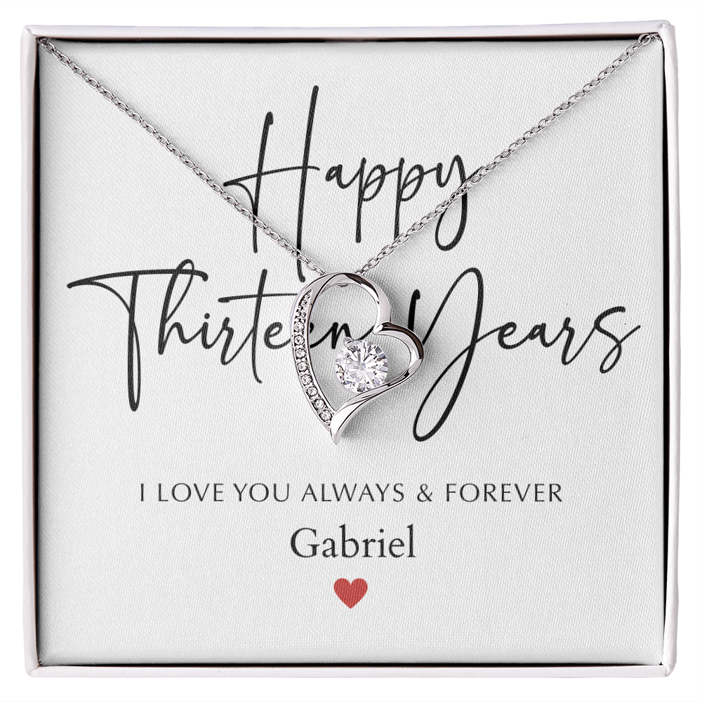 Personalized Happy Thirteen Year Anniversary-Forever Love Necklace