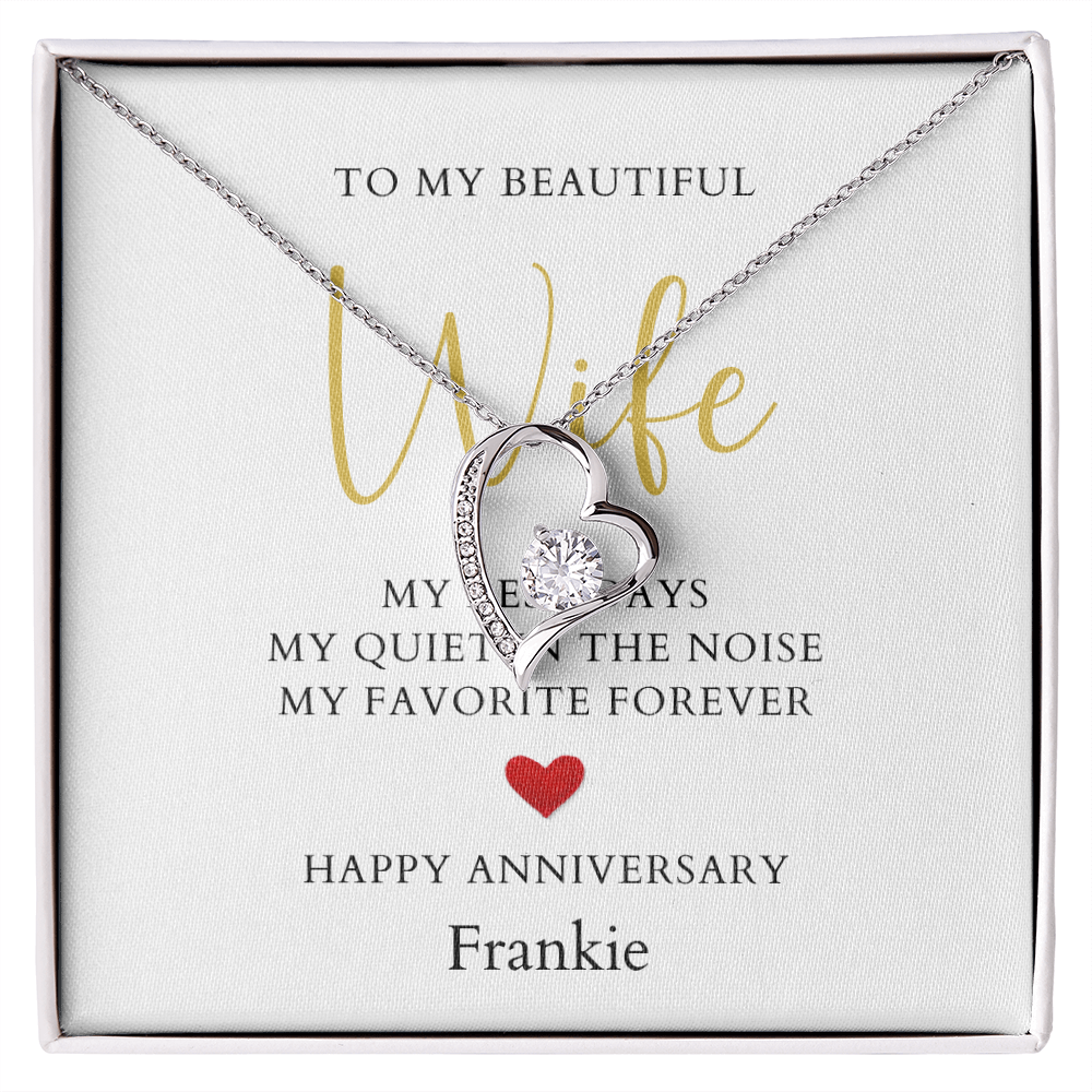 Personalized Anniversary-To My Beautiful Wife- Forever Love Necklace