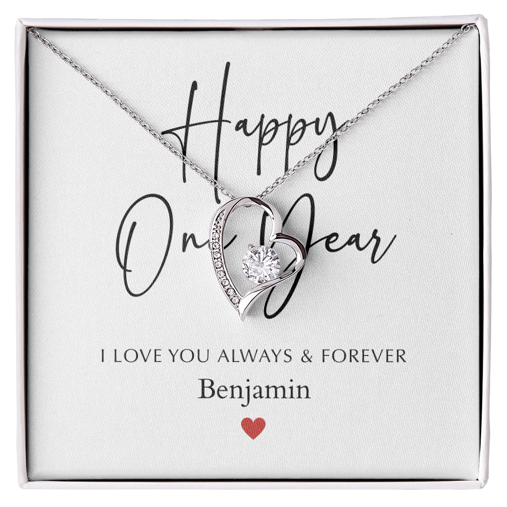 Personalized Happy One Year Anniversary-Forever Love Necklace