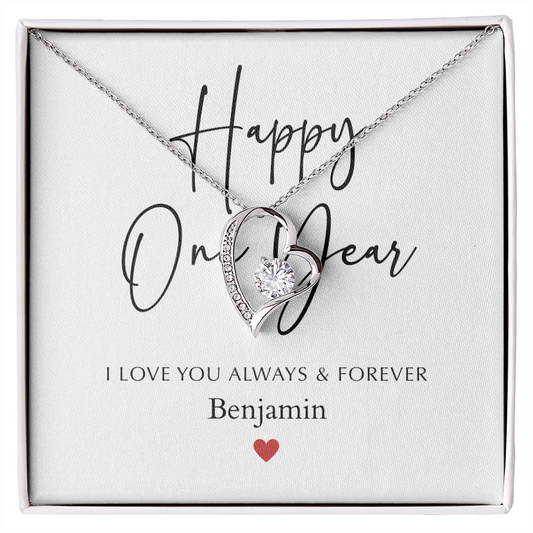 Personalized Happy One Year Anniversary-Forever Love Necklace