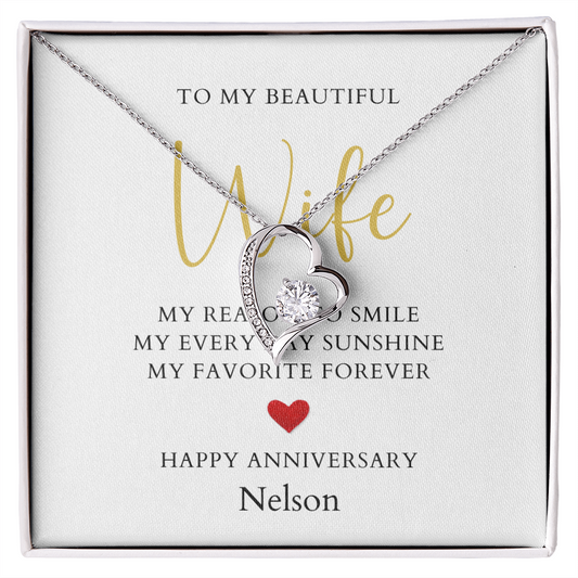 Personalized Anniversary-To My Beautiful Wife- Forever Love Necklace