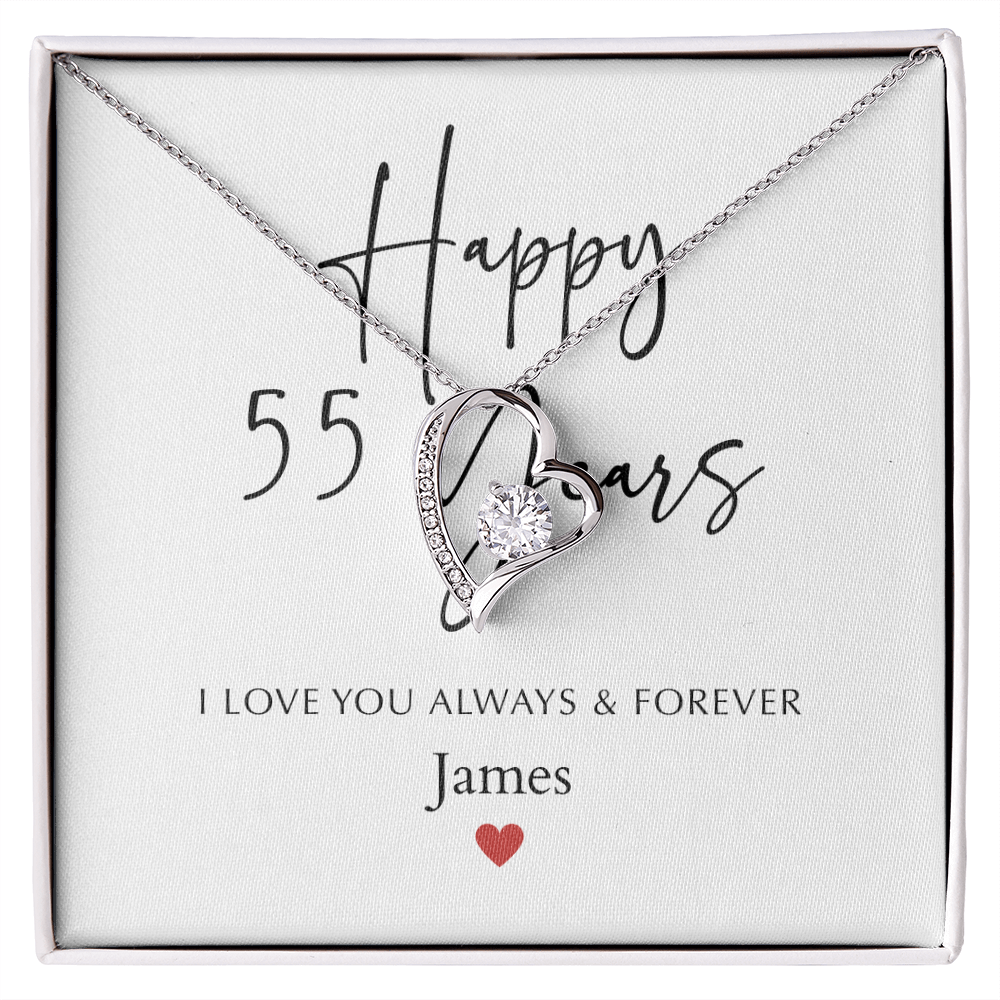 Personalized Happy Fifty-Five Year Anniversary-Forever Love Necklace