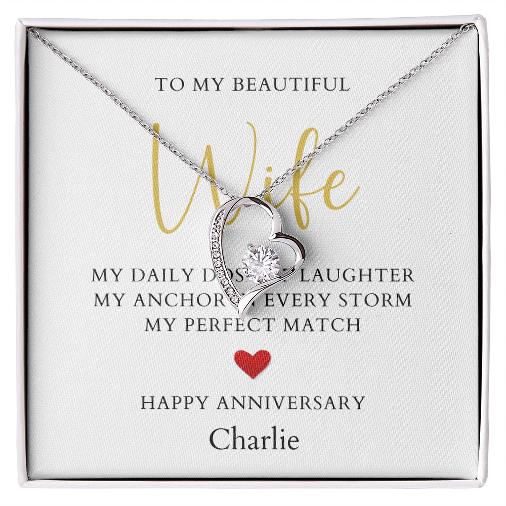 Personalized Anniversary-To My Beautiful Wife- Forever Love Necklace