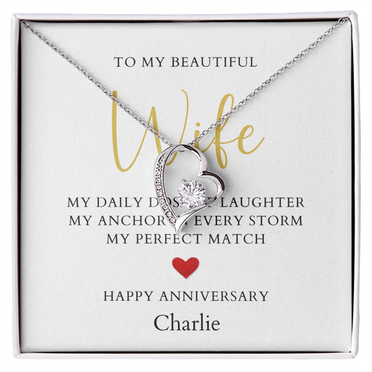 Personalized Anniversary-To My Beautiful Wife- Forever Love Necklace