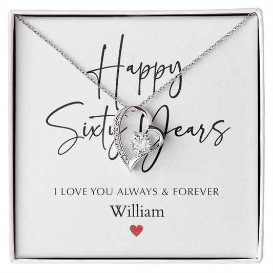 Personalized Happy Sixty Year Anniversary-Forever Love Necklace