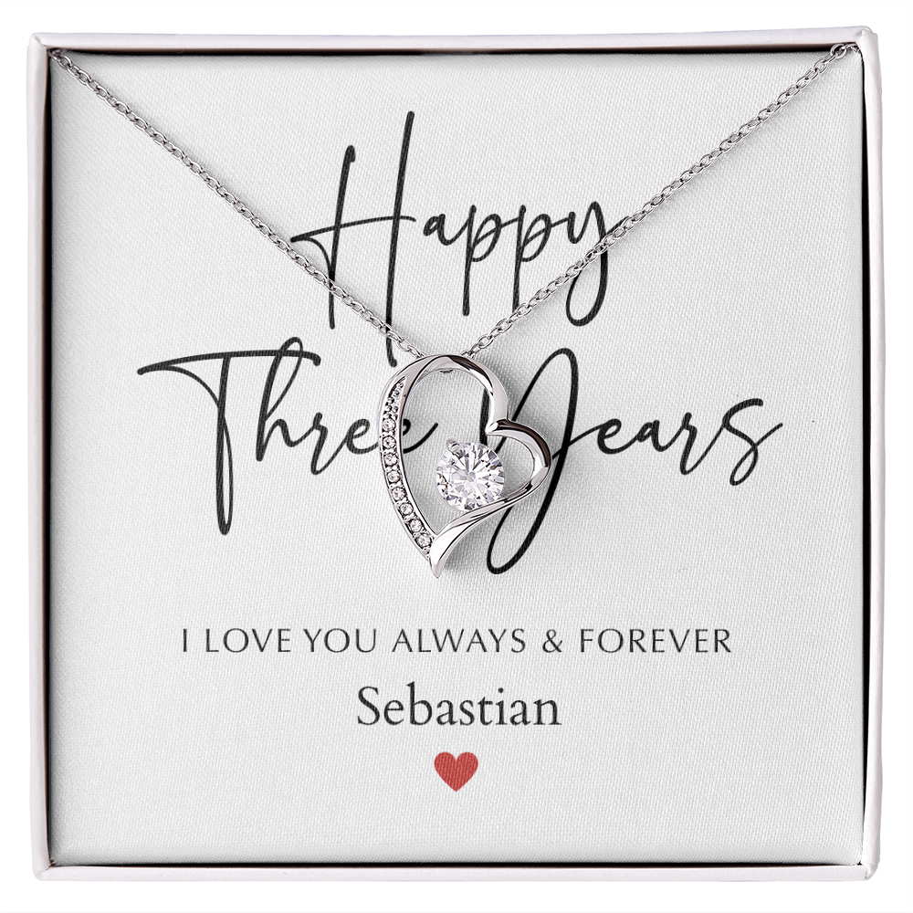 Personalized Happy Three Year Anniversary-Forever Love Necklace
