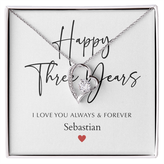Personalized Happy Three Year Anniversary-Forever Love Necklace