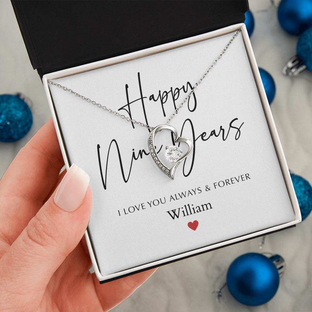 Personalized Happy Nine Year Anniversary-Forever Love Necklace