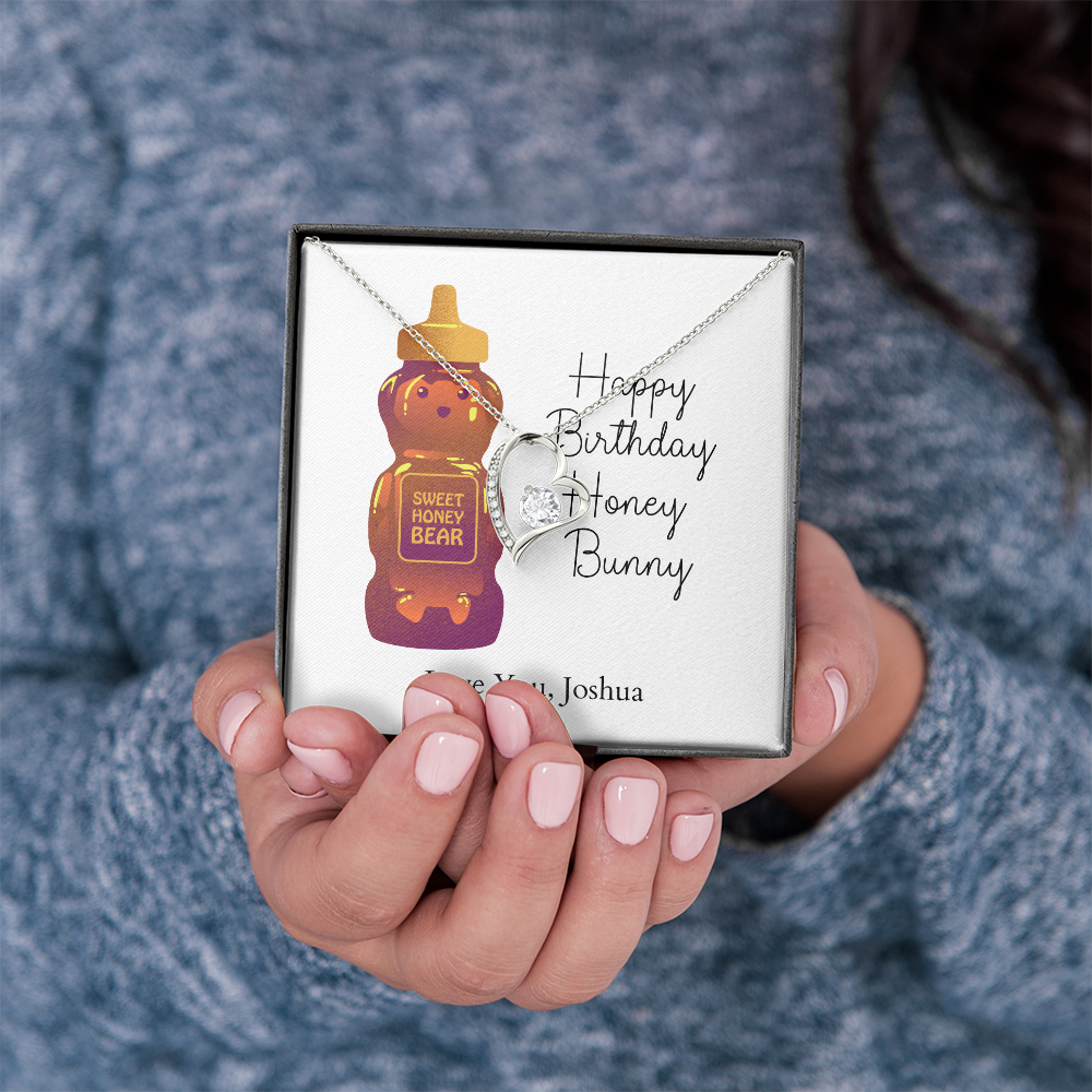 Personalized Happy Birthday- Honey Bunny- Forever Love Necklace