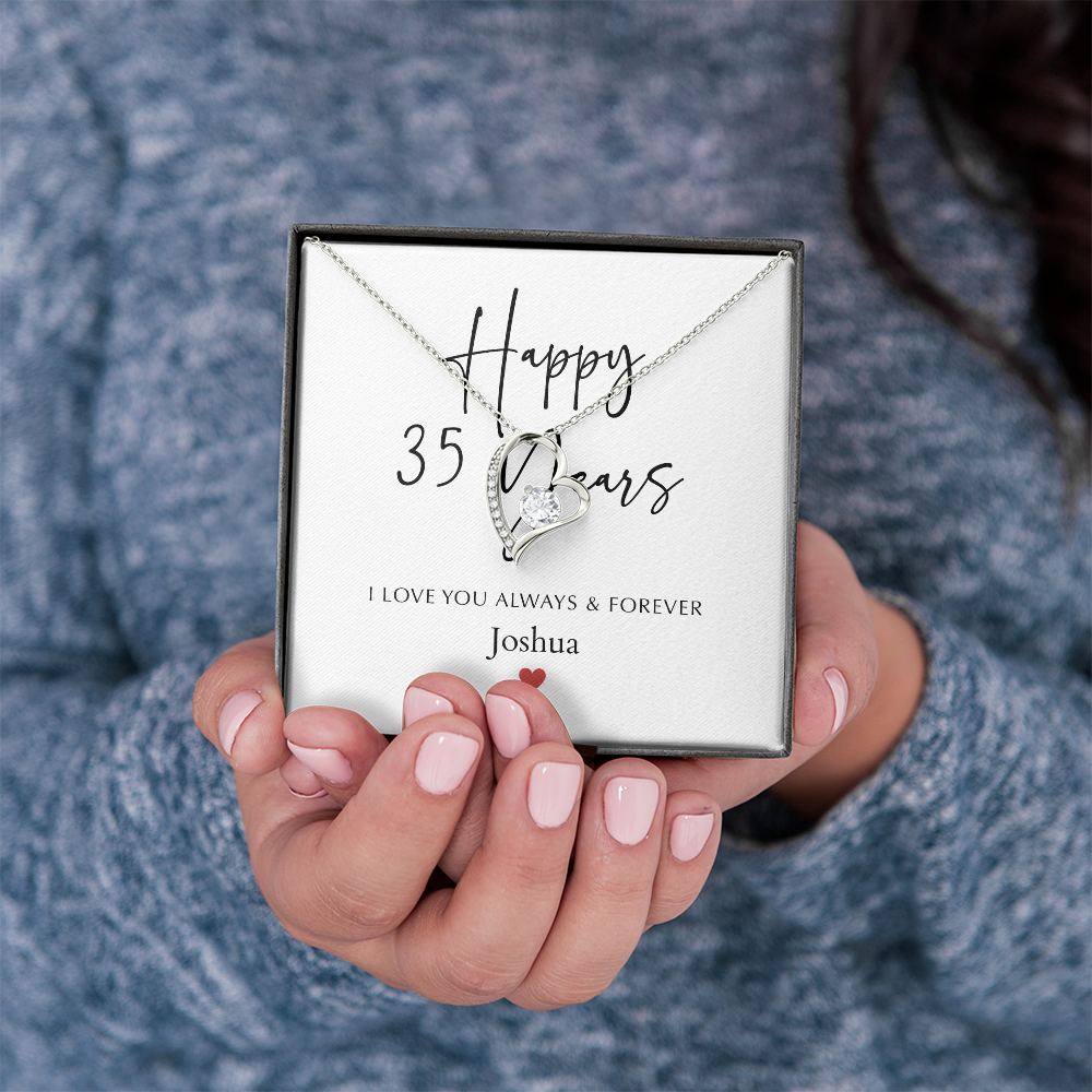 Personalized Happy Thirty-Five Year Anniversary-Forever Love Necklace