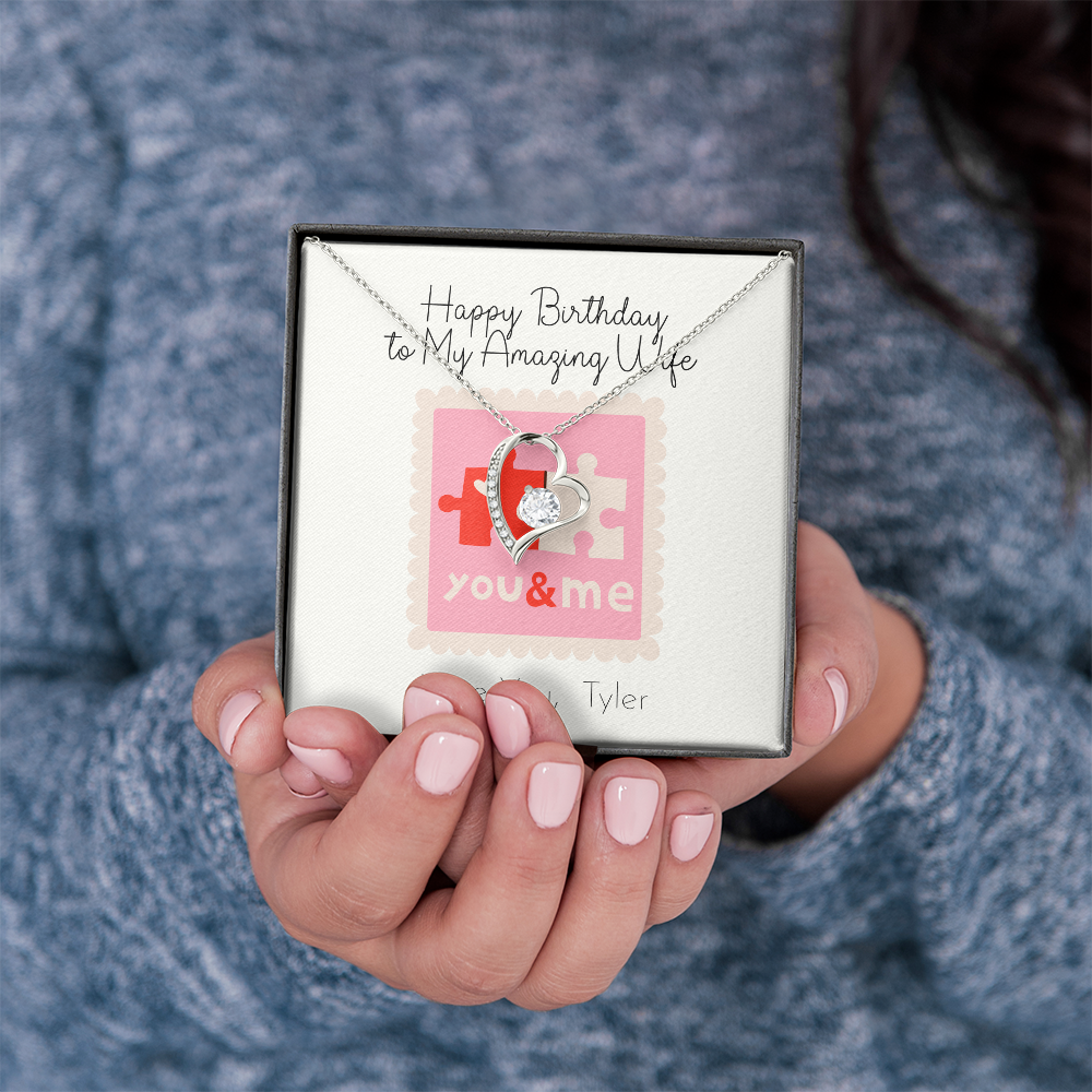 Personalized Happy Birthday- To My Amazing Wife- Forever Love Necklace