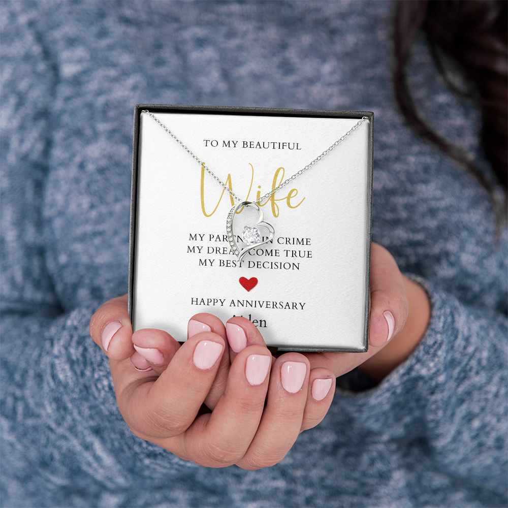 Personalized Anniversary-To My Beautiful Wife- Forever Love Necklace