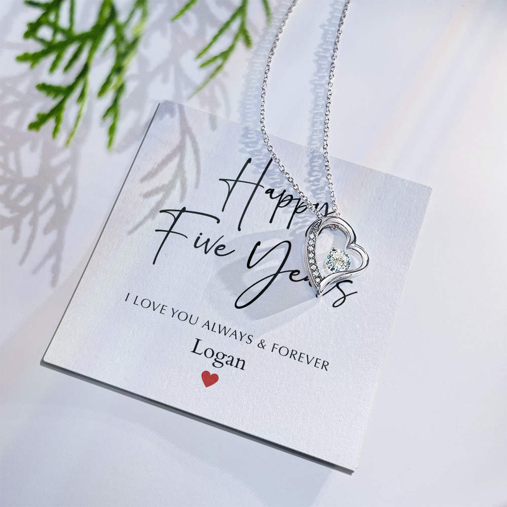 Personalized Happy Five Year Anniversary-Forever Love Necklace