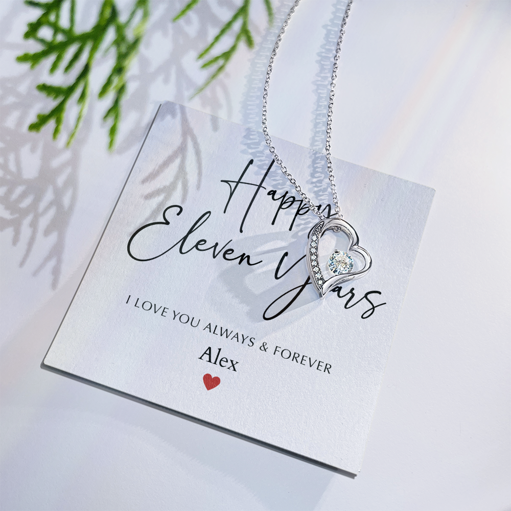 Personalized Happy Eleven Year Anniversary-Forever Love Necklace