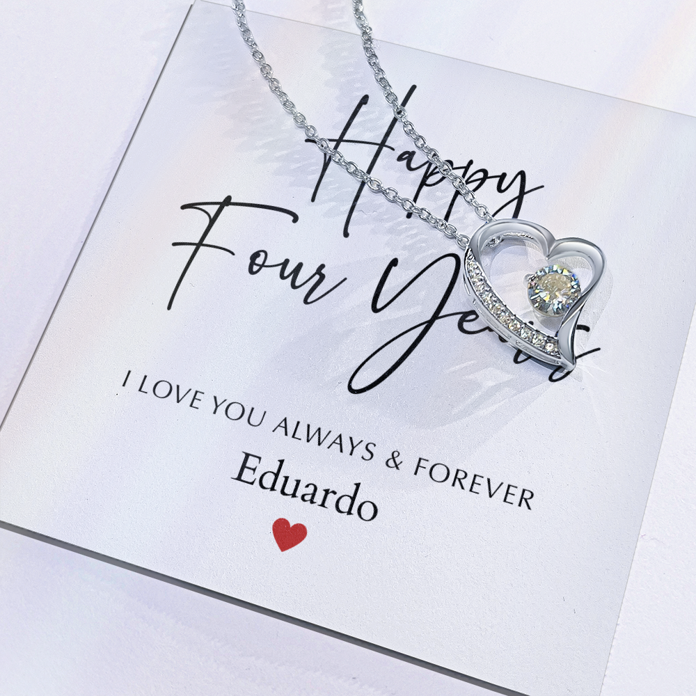 Personalized Happy Four Year Anniversary-Forever Love Necklace