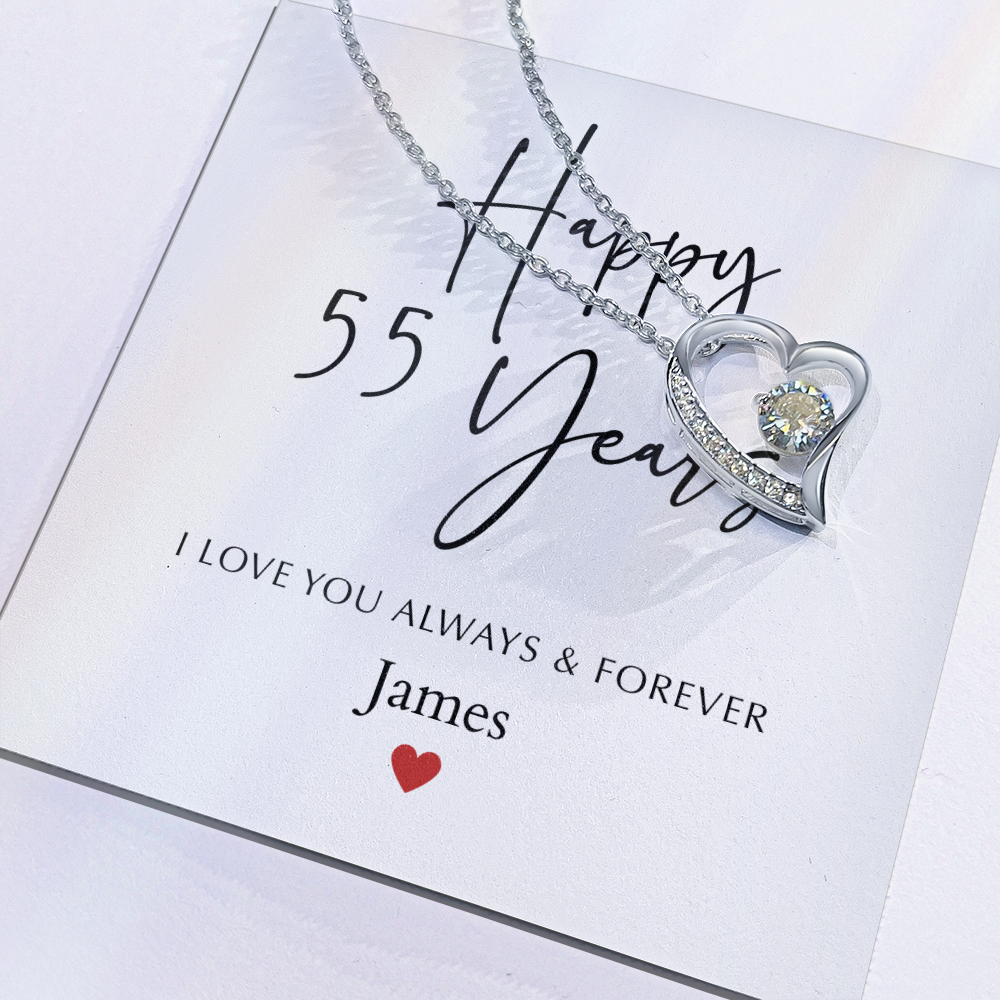Personalized Happy Fifty-Five Year Anniversary-Forever Love Necklace
