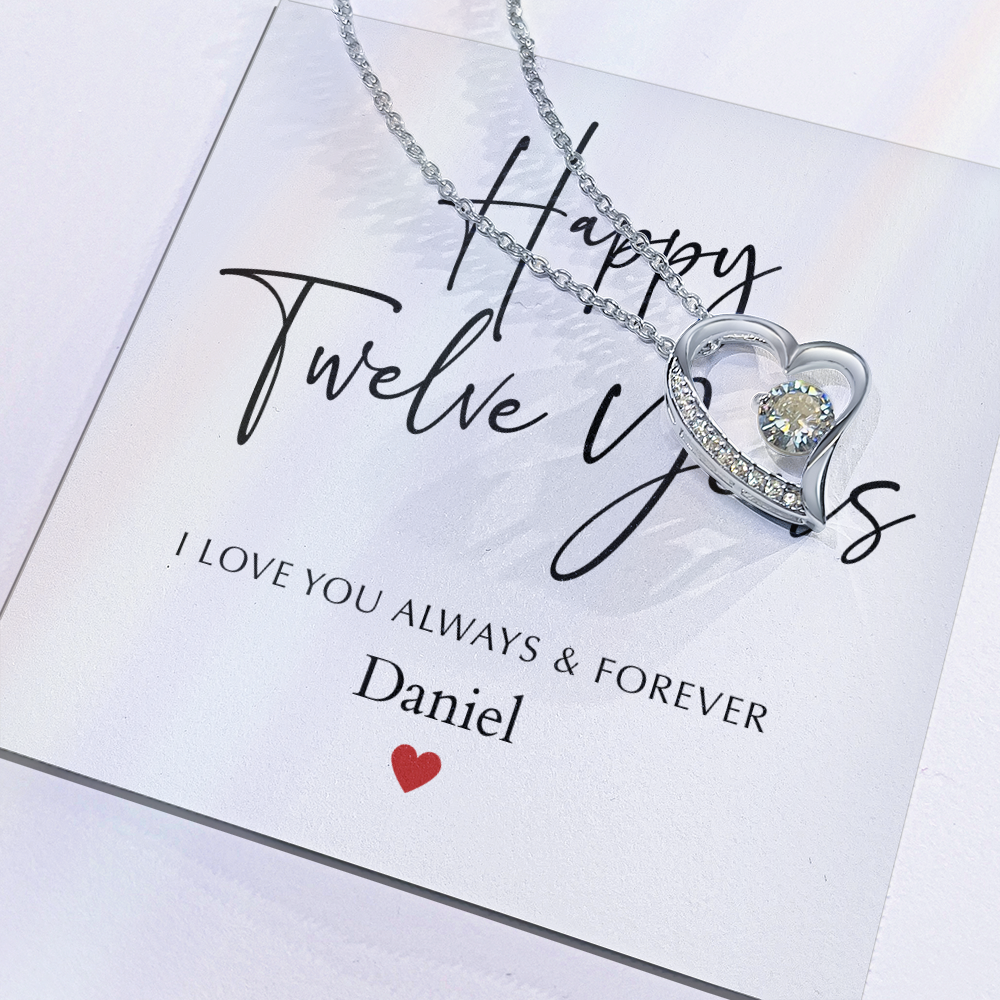 Personalized Happy Twelve Year Anniversary-Forever Love Necklace