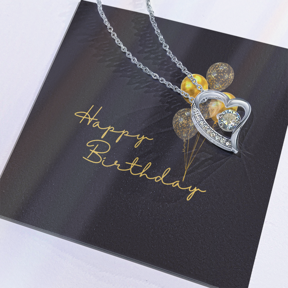 Happy Birthday- Black & Gold- Forever Love Necklace