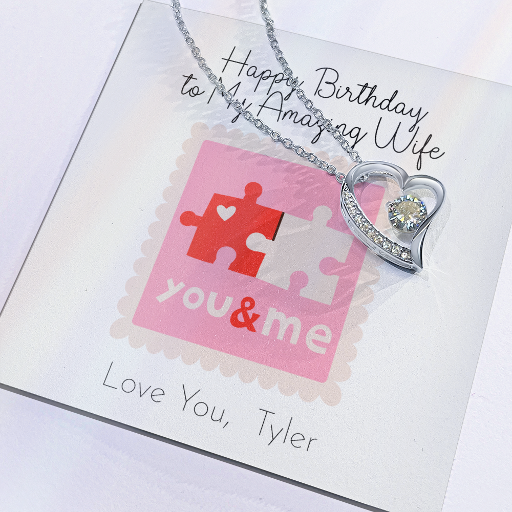 Personalized Happy Birthday- To My Amazing Wife- Forever Love Necklace
