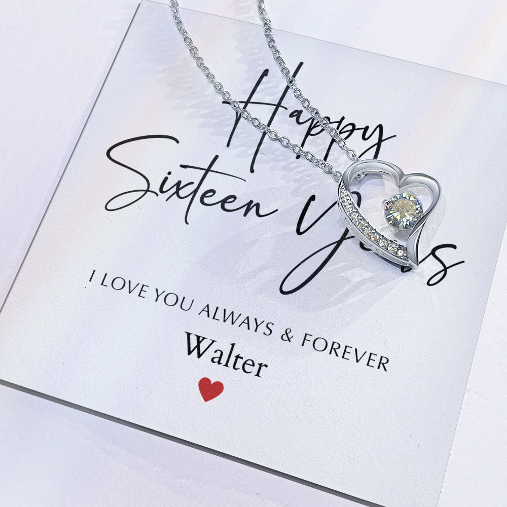 Personalized Happy Sixteen Year Anniversary-Forever Love Necklace