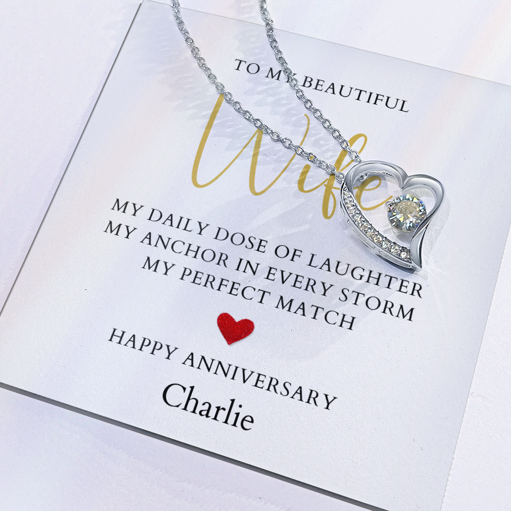 Personalized Anniversary-To My Beautiful Wife- Forever Love Necklace