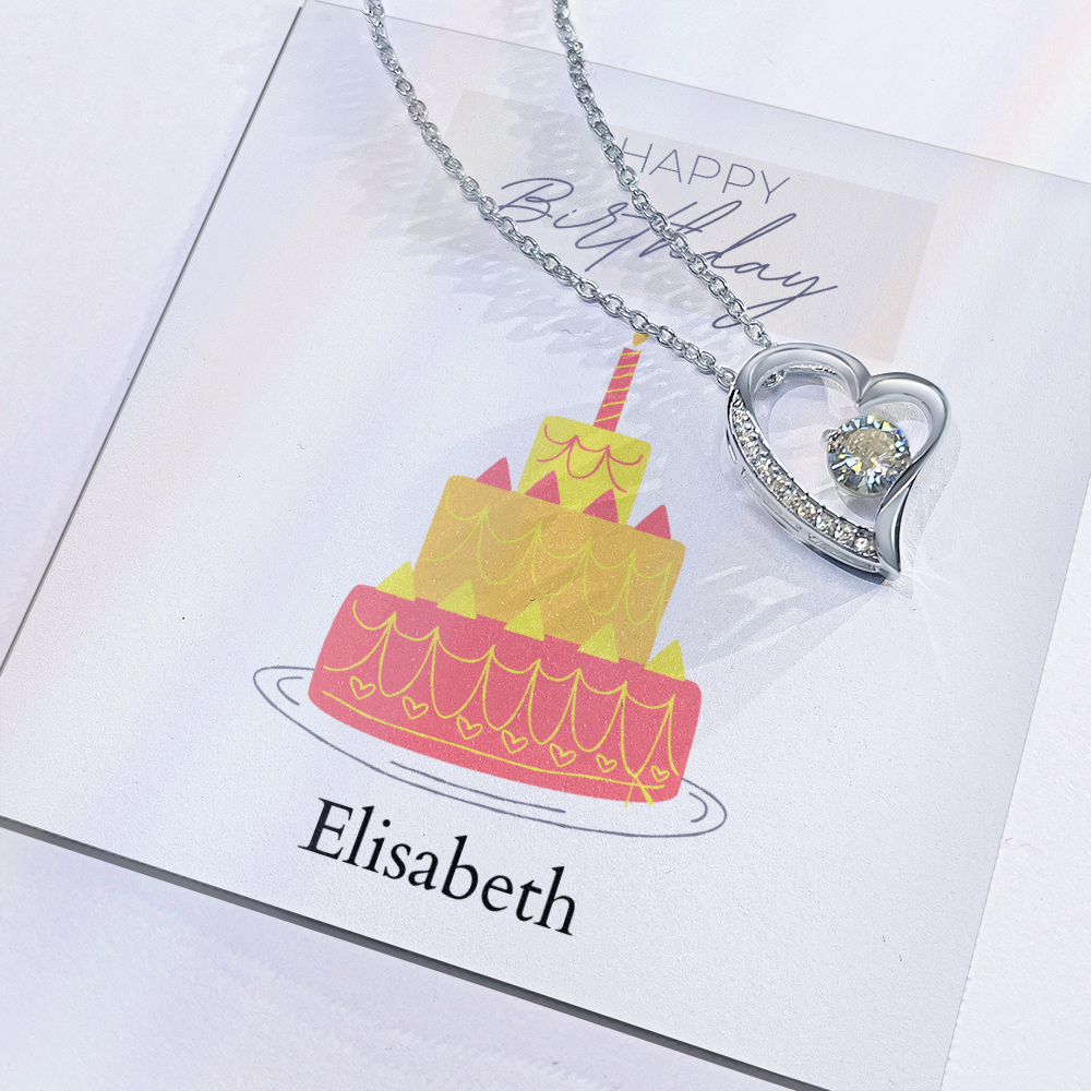 Personalized Happy Birthday- Parisian Cake Celebration-Forever Love Necklace