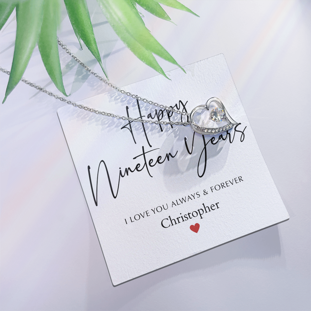 Personalized Happy Nineteen Year Anniversary-Forever Love Necklace