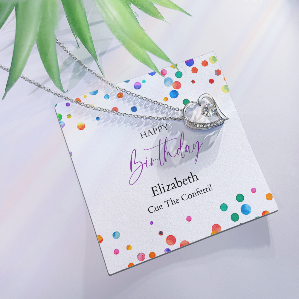 Personalized Happy Birthday- Watercolor Confetti Dots- Forever Yours Necklace