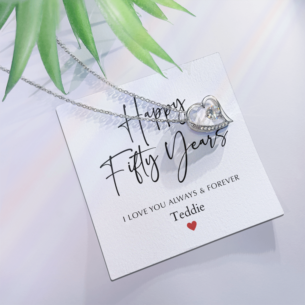 Personalized Happy Fifty Year Anniversary-Forever Love Necklace