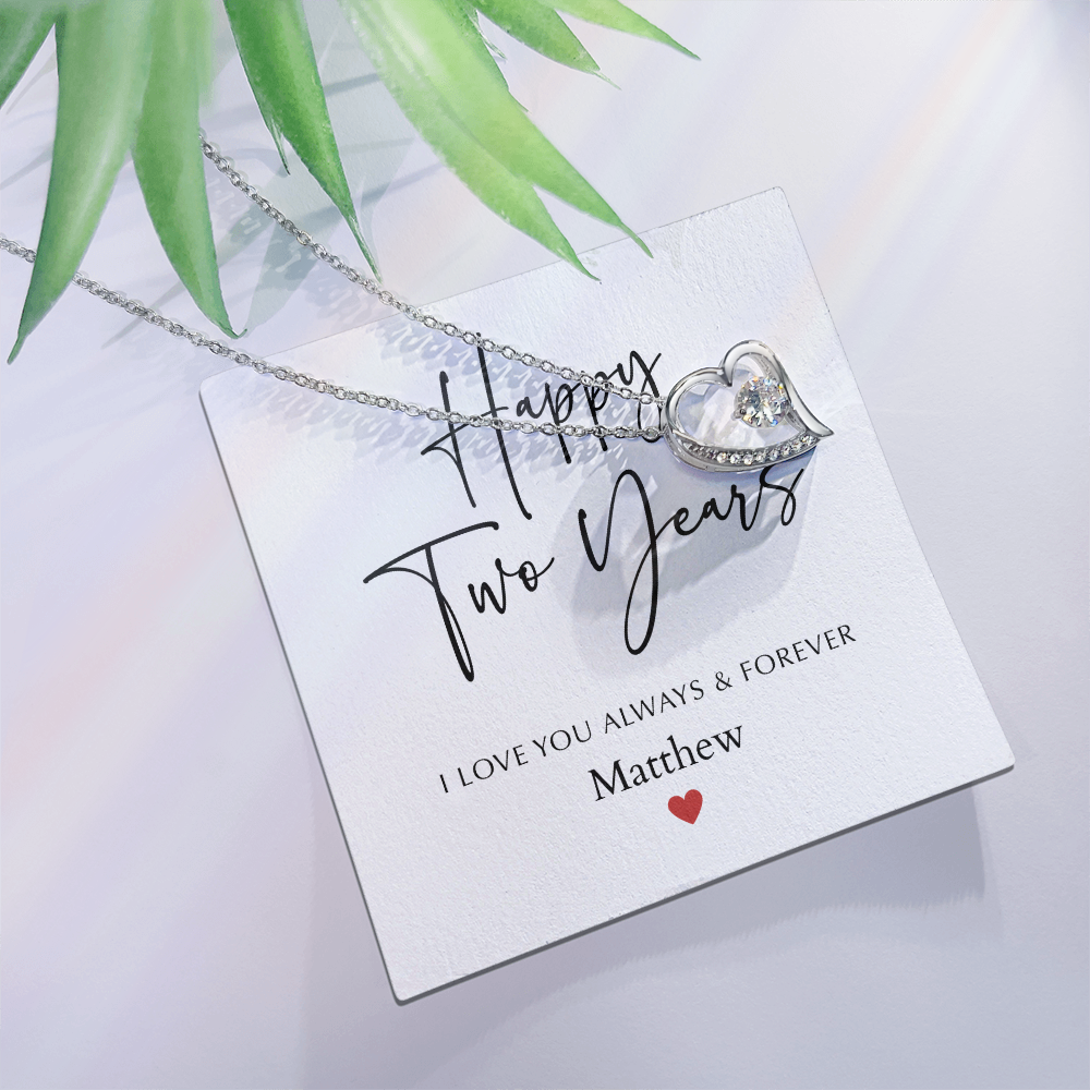 Personalized Happy Two Year Anniversary-Forever Love Necklace