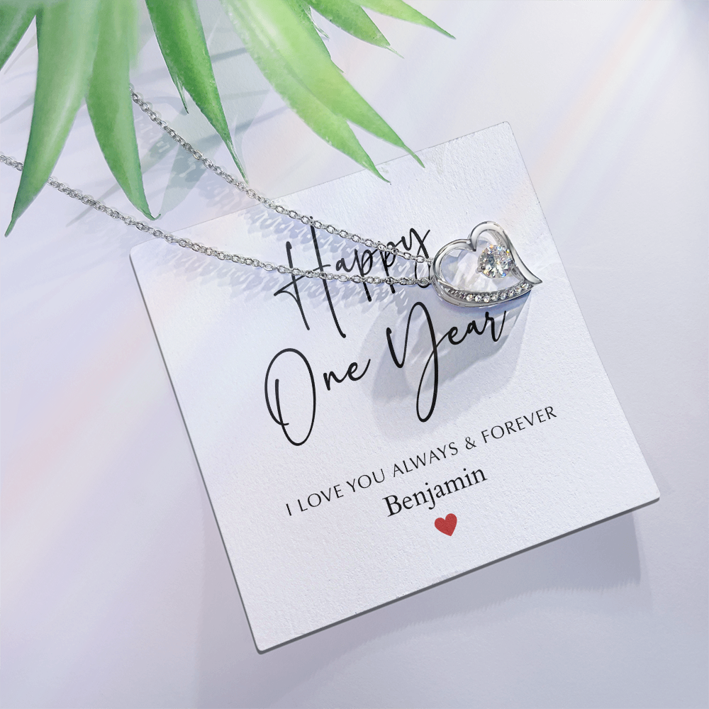 Personalized Happy One Year Anniversary-Forever Love Necklace