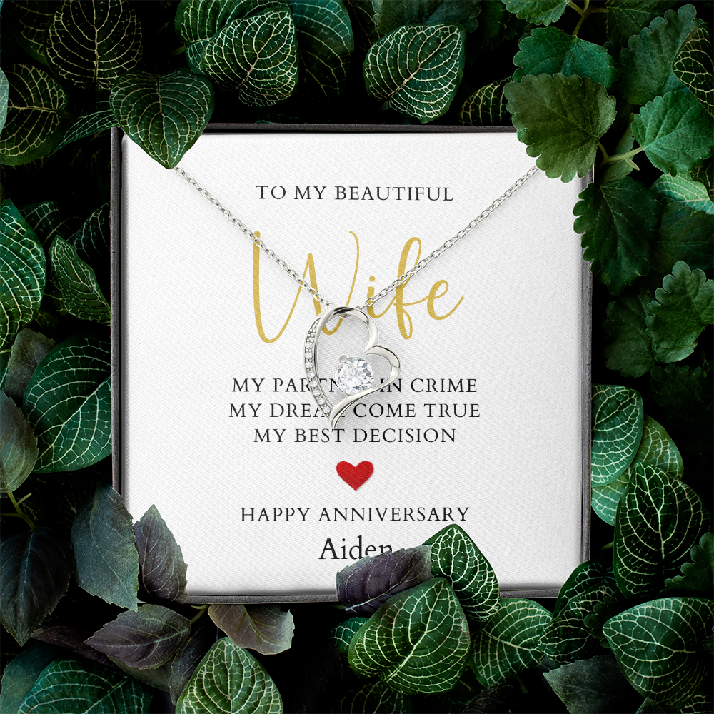 Personalized Anniversary-To My Beautiful Wife- Forever Love Necklace