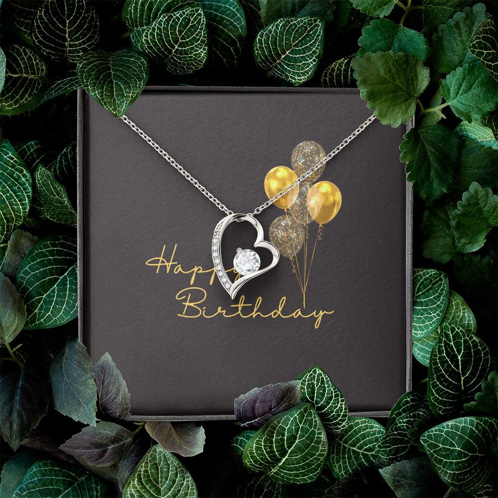 Happy Birthday- Black & Gold- Forever Love Necklace