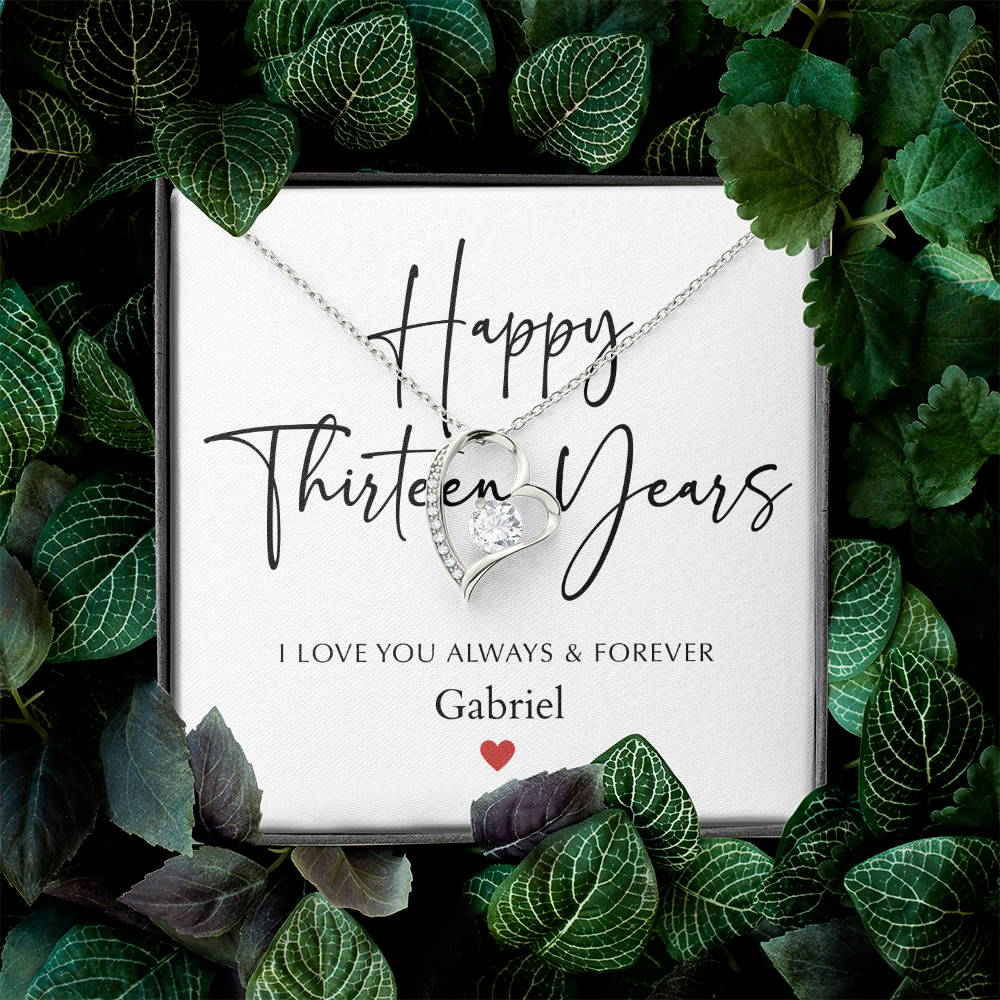 Personalized Happy Thirteen Year Anniversary-Forever Love Necklace
