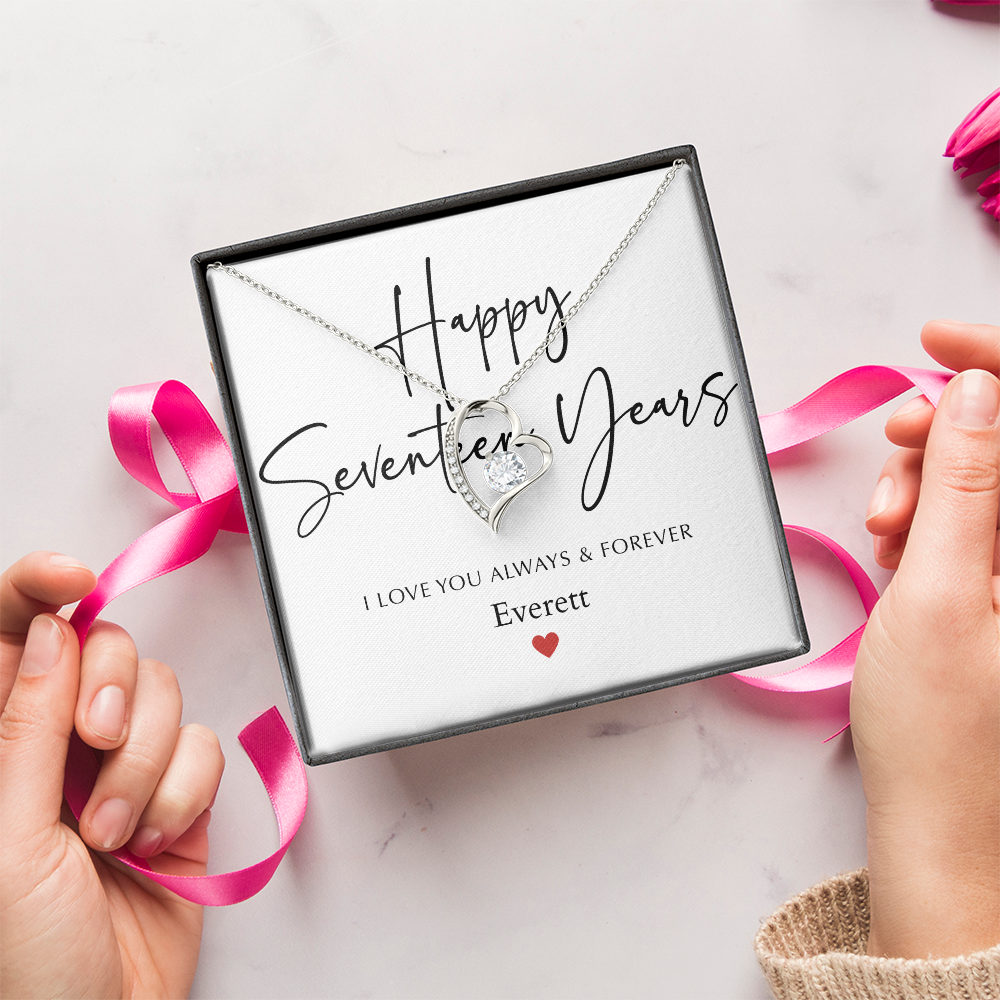 Personalized Happy Seventeen Year Anniversary-Forever Love Necklace