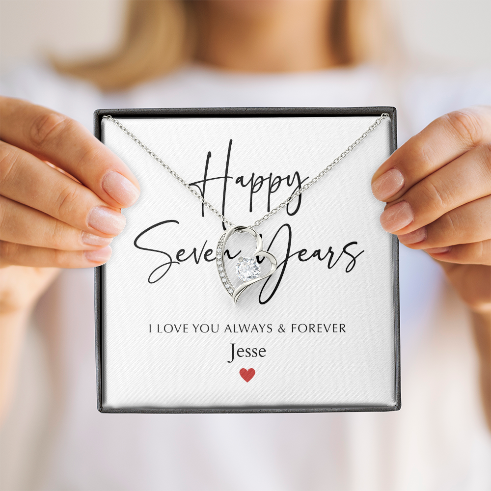Personalized Happy Seven Year Anniversary-Forever Love Necklace