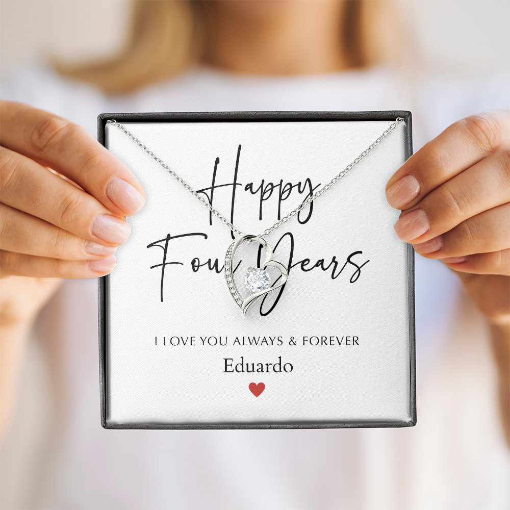 Personalized Happy Four Year Anniversary-Forever Love Necklace